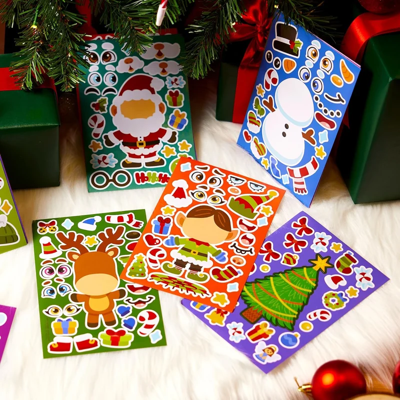 24 Pcs Christmas Make-a-face Stickers