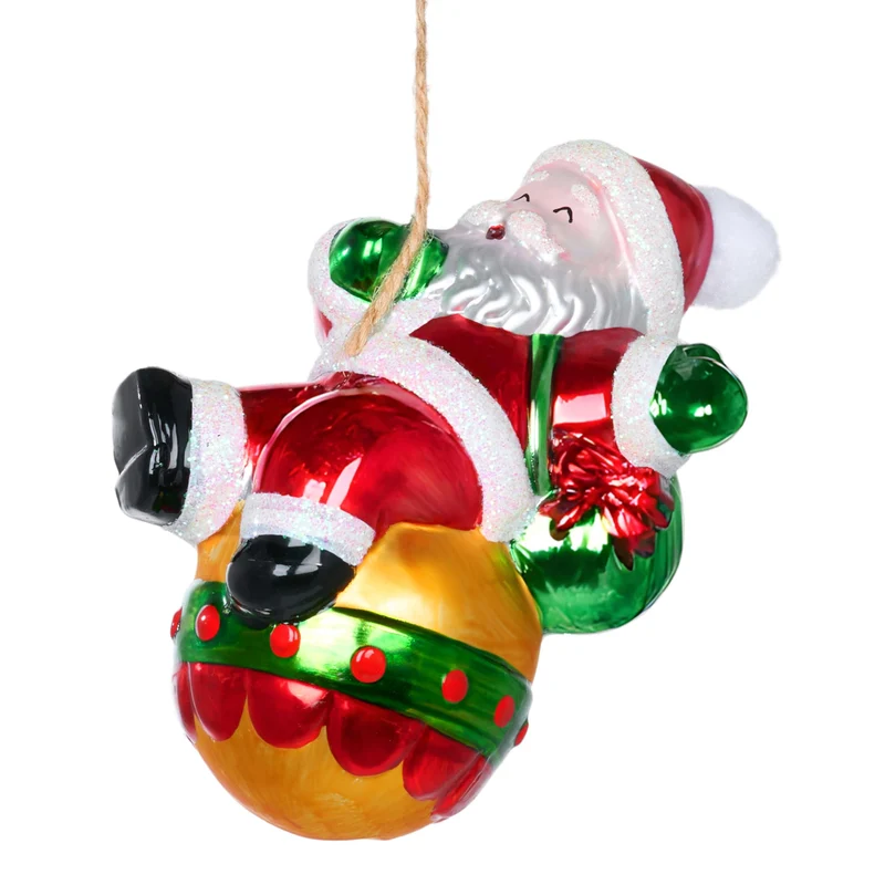 Mini 5" Santa Claus Christmas Glass Ornament