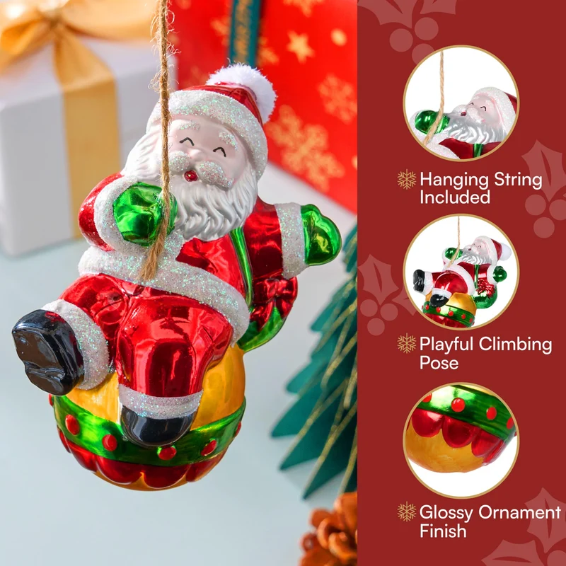 Mini 5" Santa Claus Christmas Glass Ornament