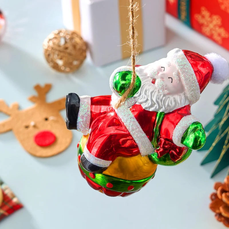 Mini 5" Santa Claus Christmas Glass Ornament