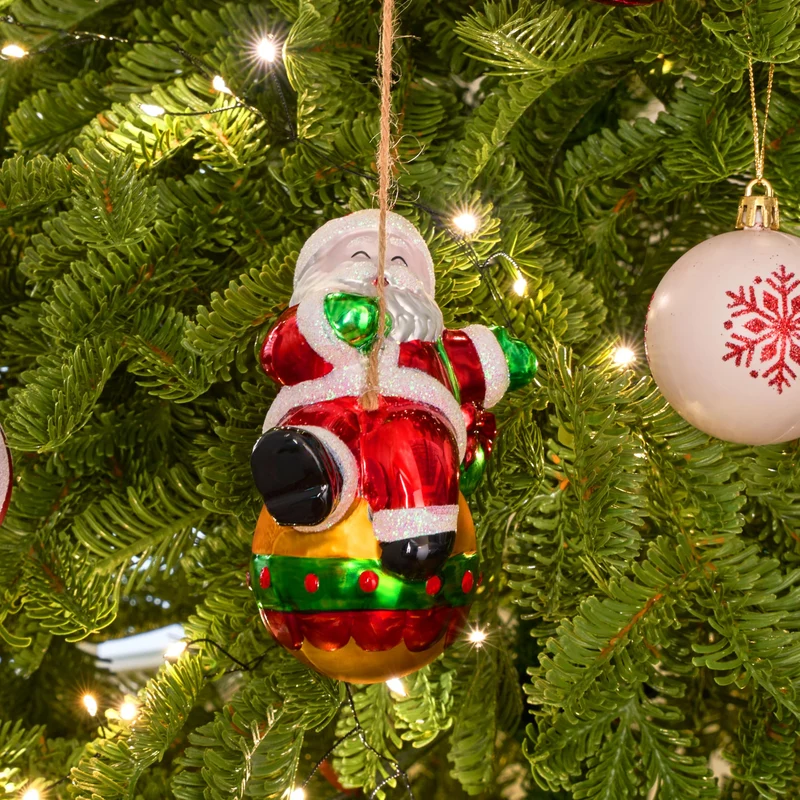 Mini 5" Santa Claus Christmas Glass Ornament