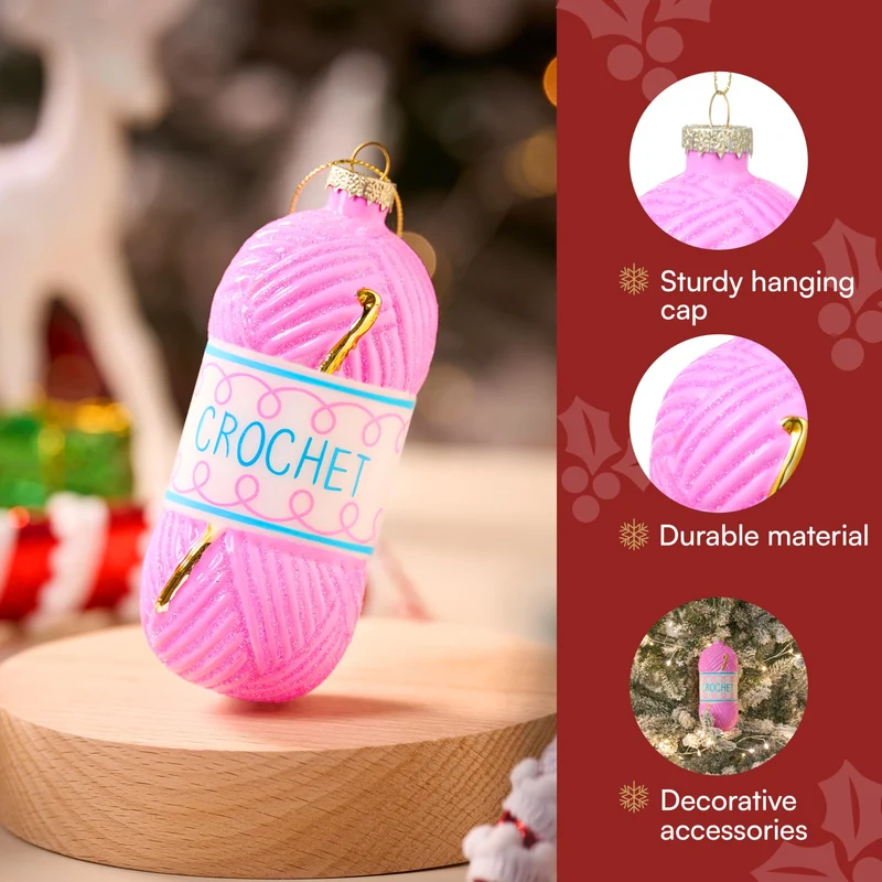 Christmas Crochet Glass Small Ornament