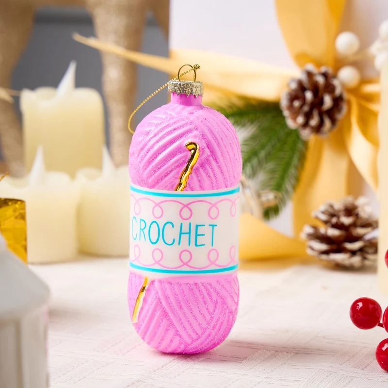 Christmas Crochet Glass Small Ornament