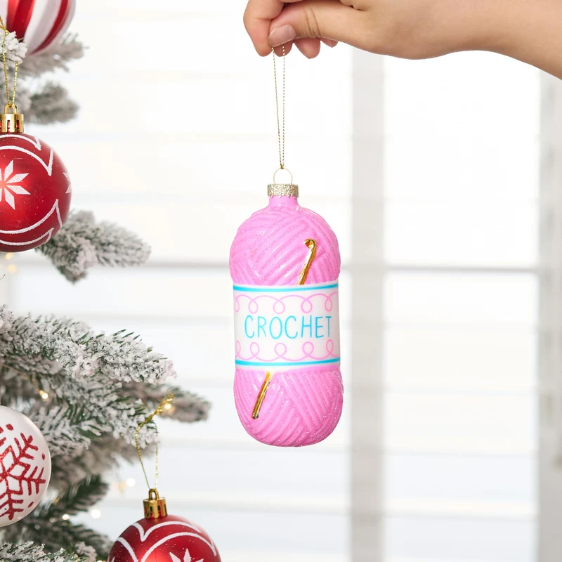 Christmas Crochet Glass Small Ornament