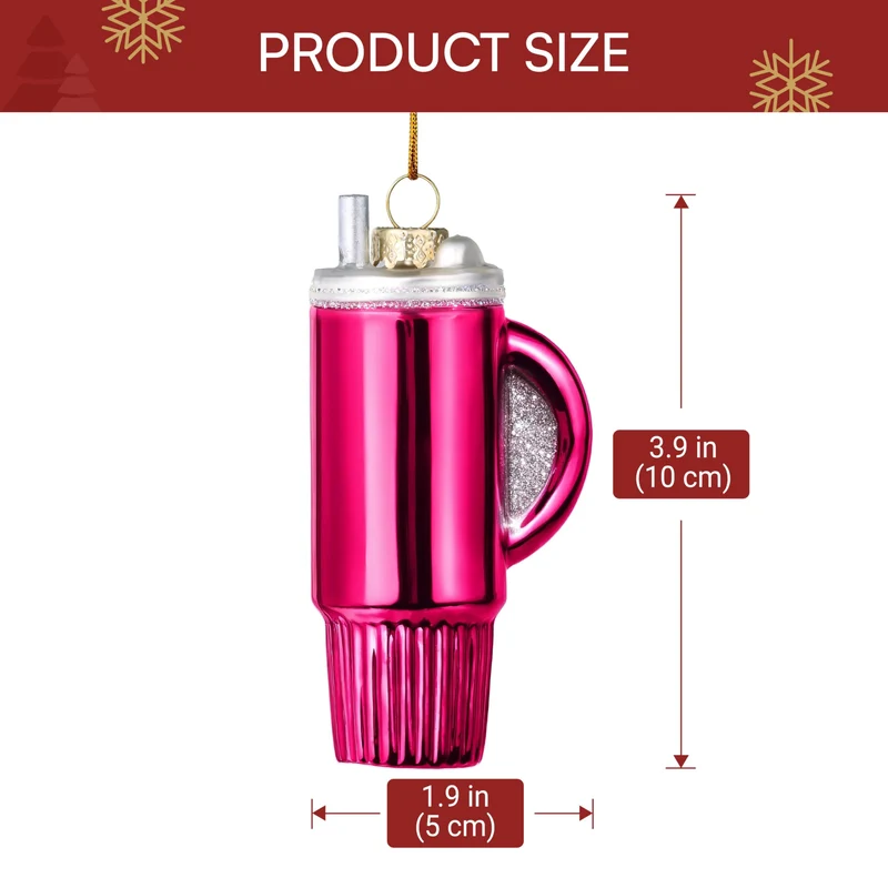 Christmas Water Cup Glass Small Ornament Red