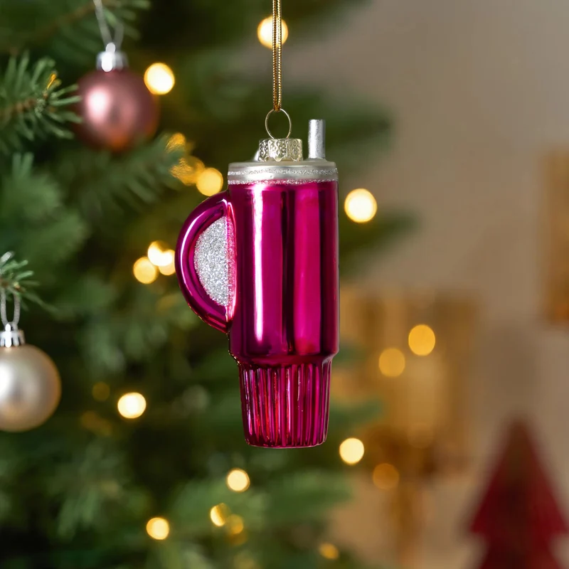 Christmas Water Cup Glass Small Ornament Red