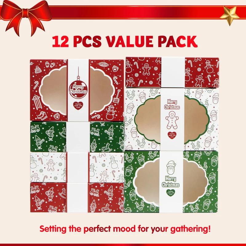 12PCS Christmas Cookie Boxes for Gift Giving