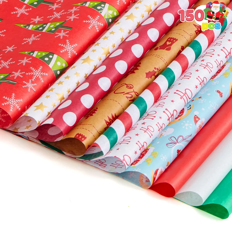 150 Sheets Christmas Tissue Paper Assorted Design