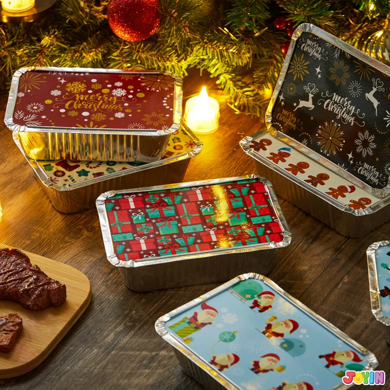 36 Pieces Christmas Foil Containers with Lid