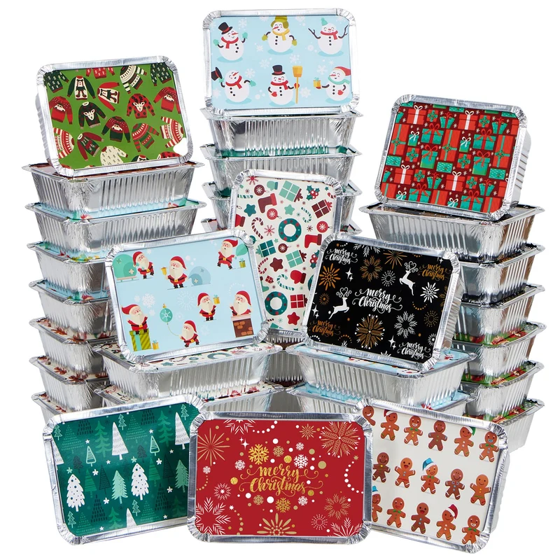 36 Pieces Christmas Foil Containers with Lid