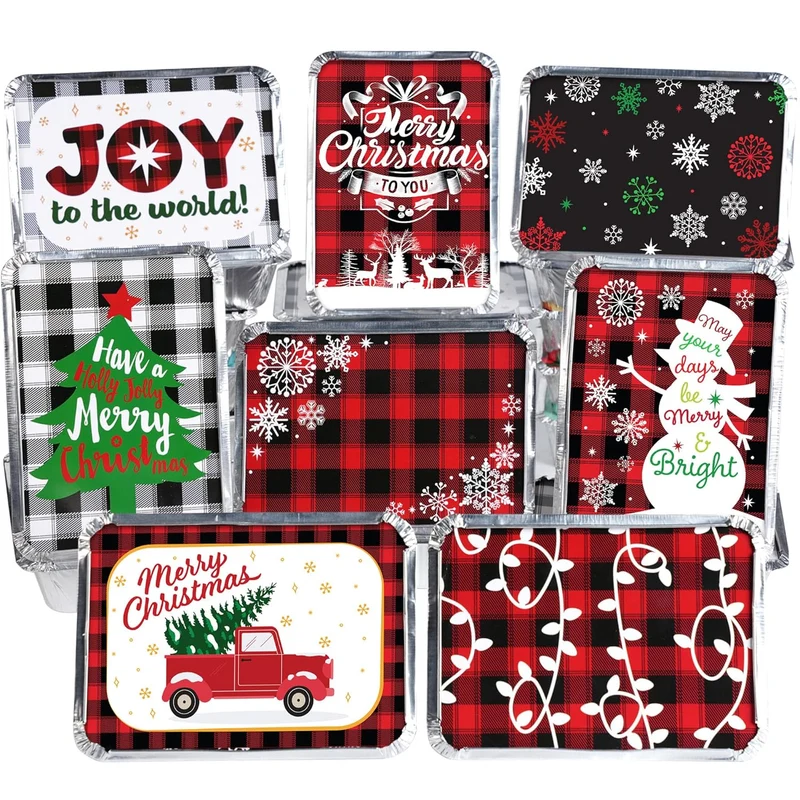 24 Pieces Christmas Foil Containers with Lids