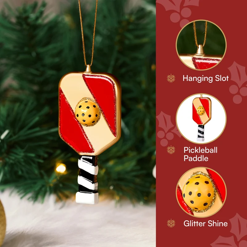 Christmas Pickleball Paddle Glass Small Ornament