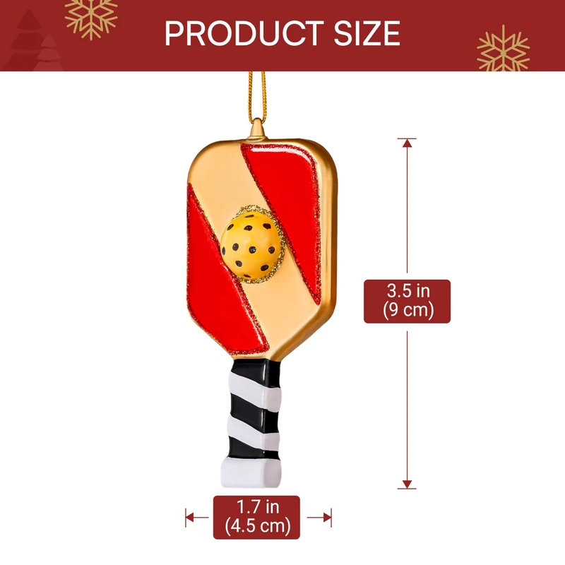 Christmas Pickleball Paddle Glass Small Ornament