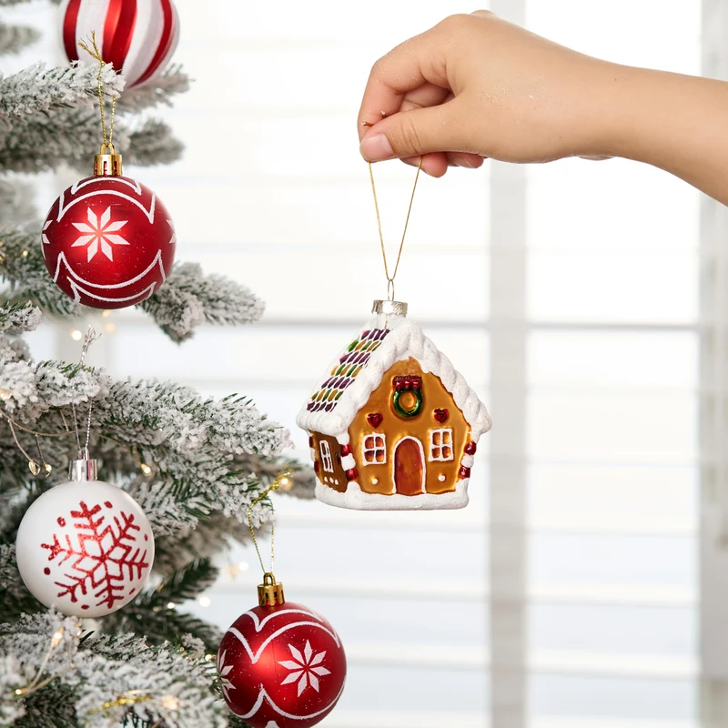 Mini Christmas Gingerbread Cottage Glass Ornament