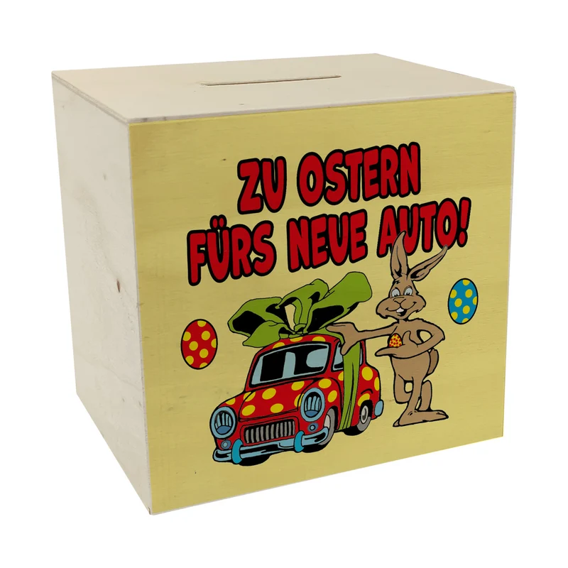 Osterhase Spardose mit Spruch: Zu Ostern fürs neue Auto!