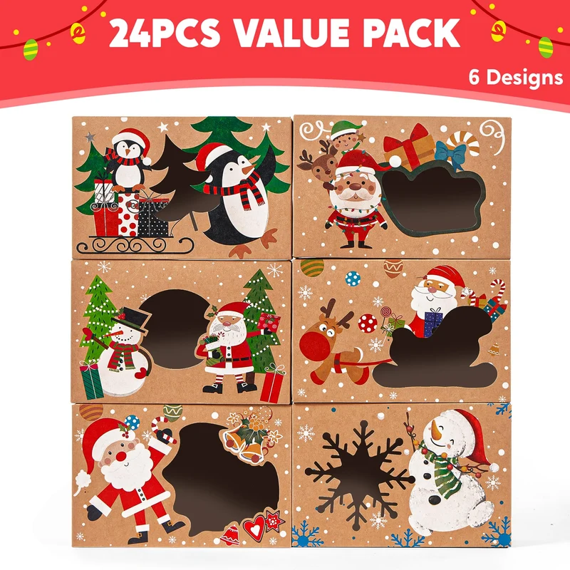 24PCS Christmas Cookie Boxes for Gift Giving