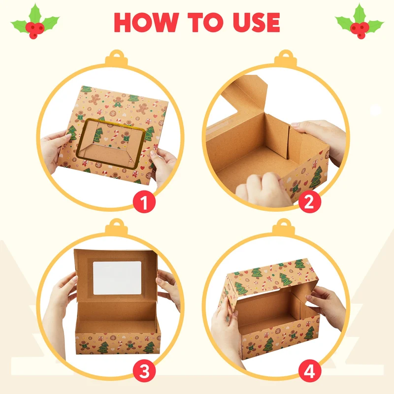 12 PCS Foiled Christmas Cookie Boxes for Gift Giving