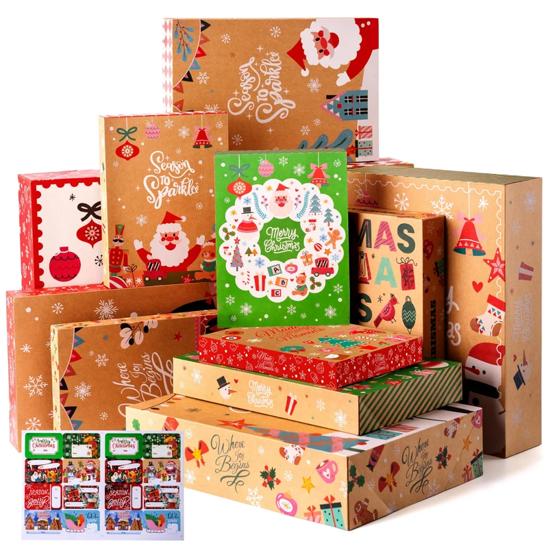 12PCS Christmas Shirt Gift Boxes with Lids for Presents