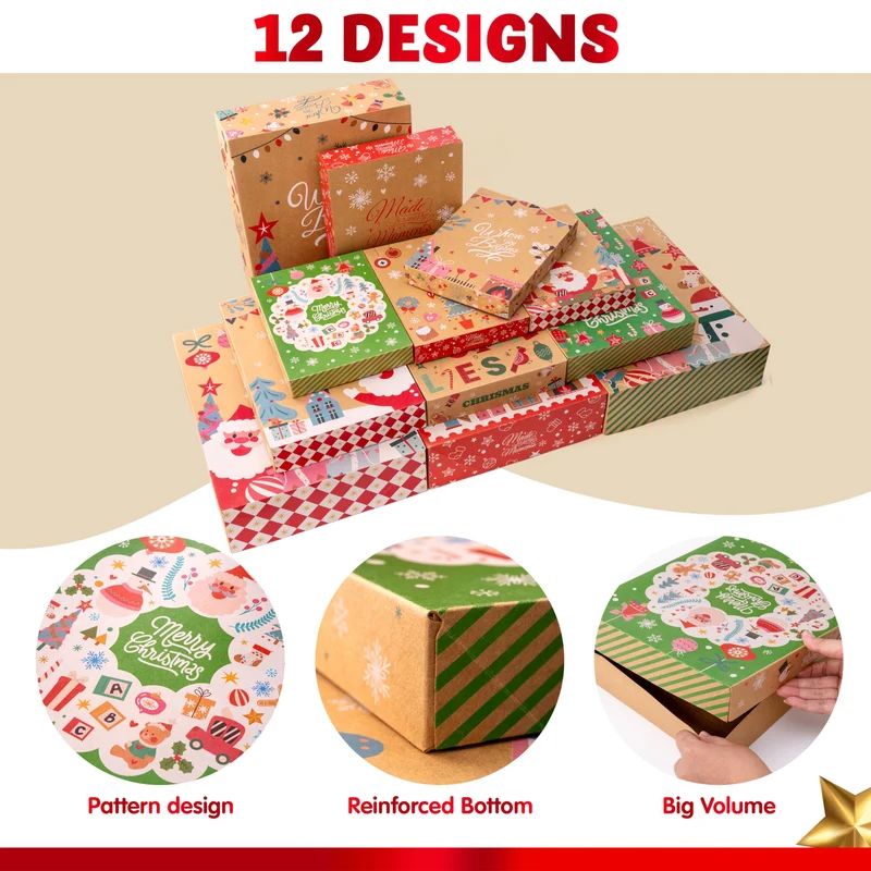 12PCS Christmas Shirt Gift Boxes with Lids for Presents