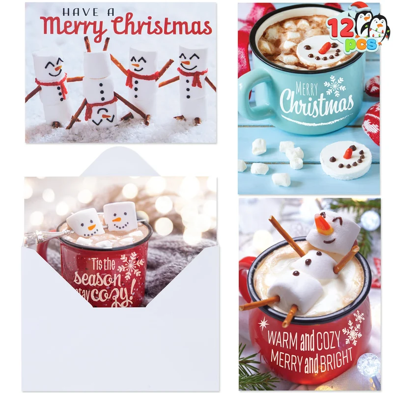 12 PCS Christmas Greeting Cards with Envelopes