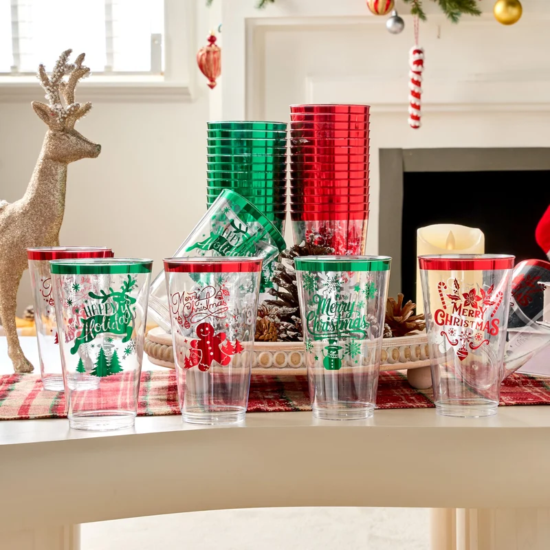 36 PCS Christmas Plastic Cups Disposable