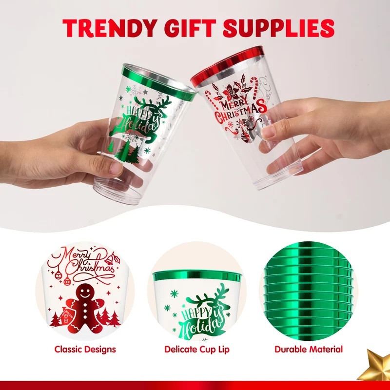 36 PCS Christmas Plastic Cups Disposable