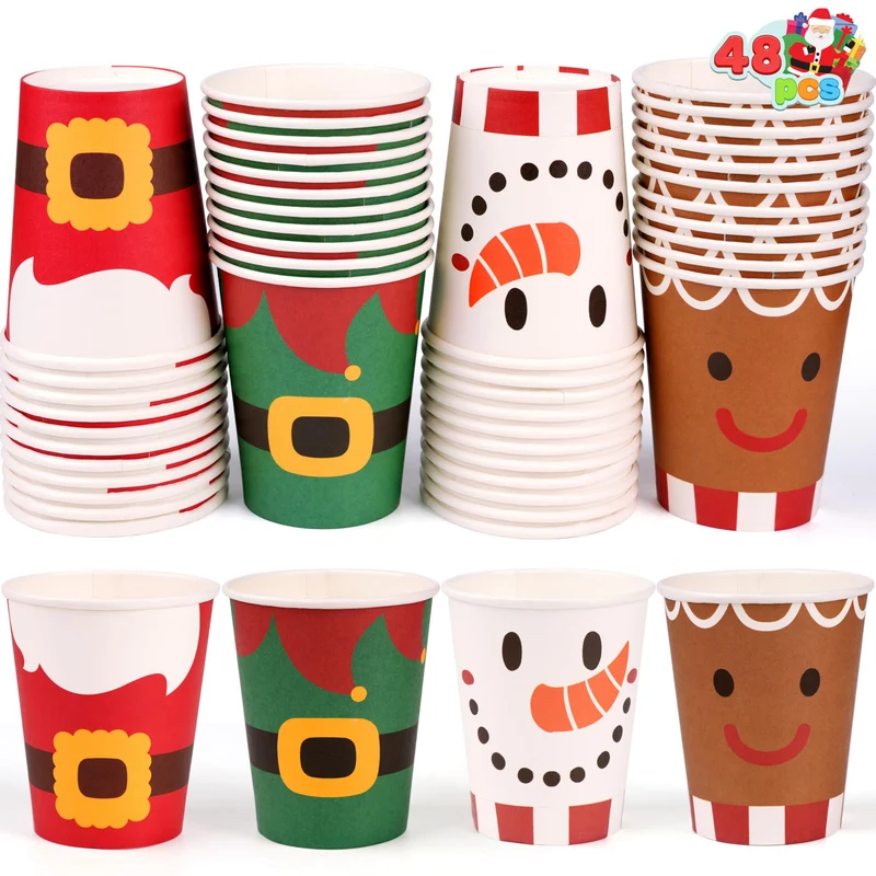48 PCS Merry Christmas Disposable Cups