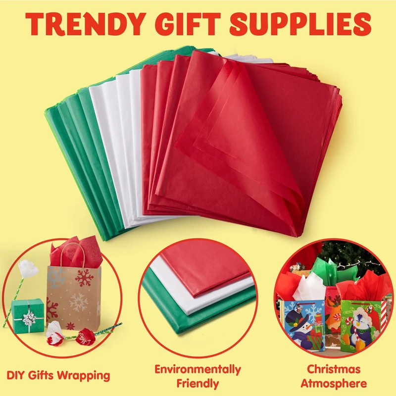 36 Sheets Christmas Tissue Paper Red, Green & White