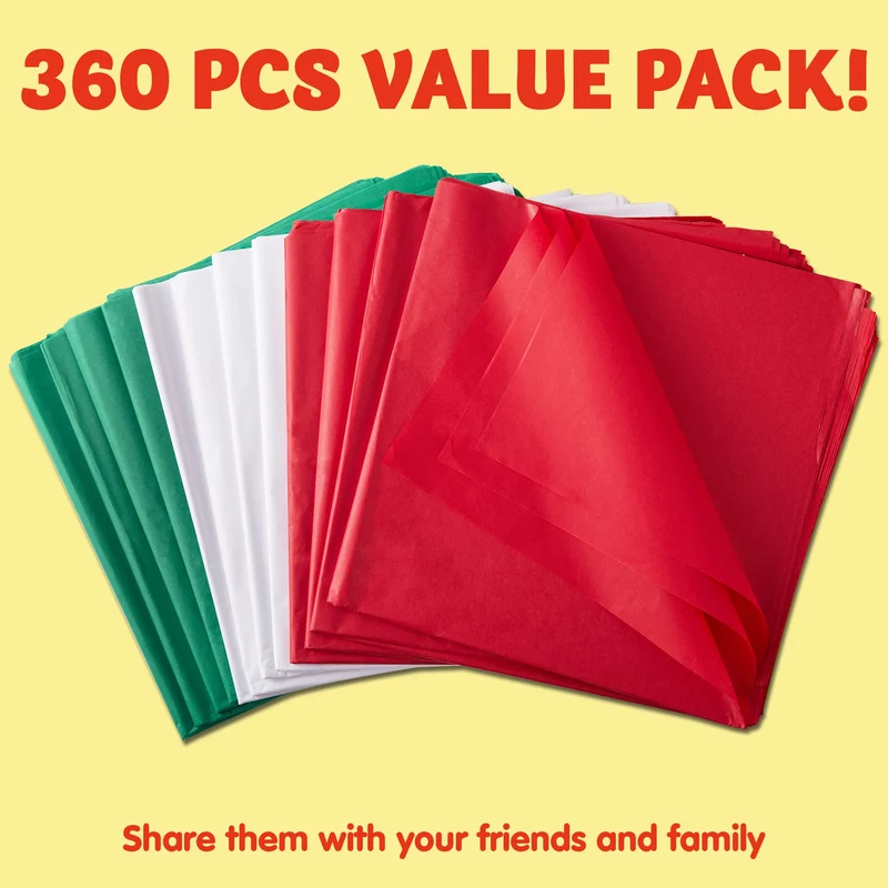 36 Sheets Christmas Tissue Paper Red, Green & White