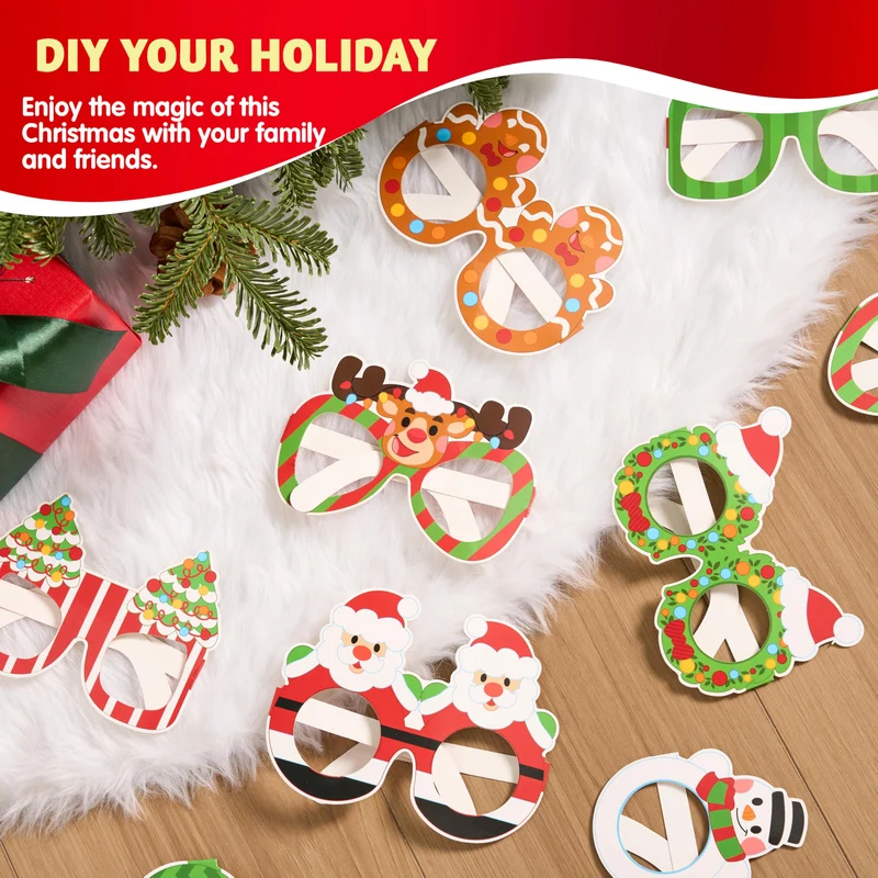 24 Pcs Christmas Paper Eyeglasses