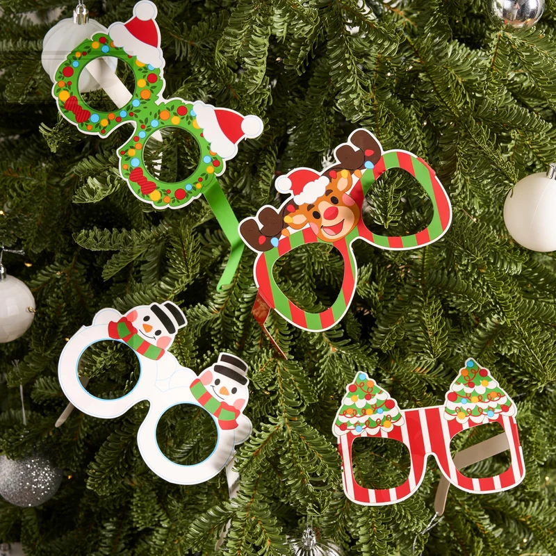 24 Pcs Christmas Paper Eyeglasses