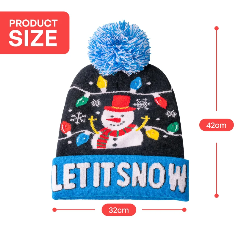 Christmas Hat Light-up Knitted Snowman Beanie Hat