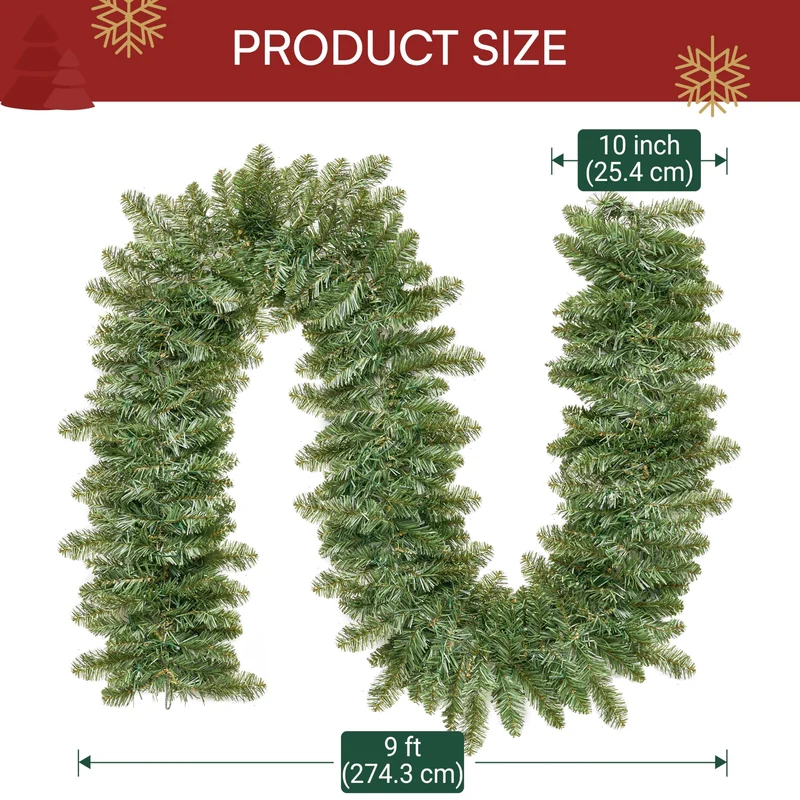 9Ft Christmas Garland Prelit with 50 Count Light