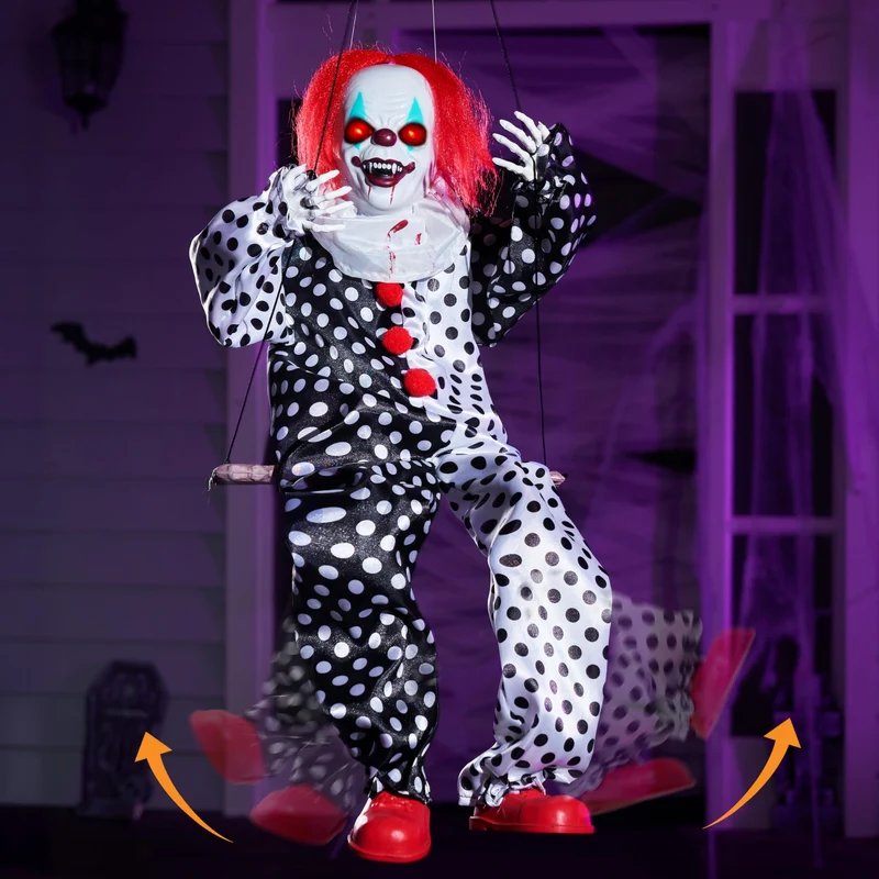 Halloween Hanging Swinging Animatronic Clown