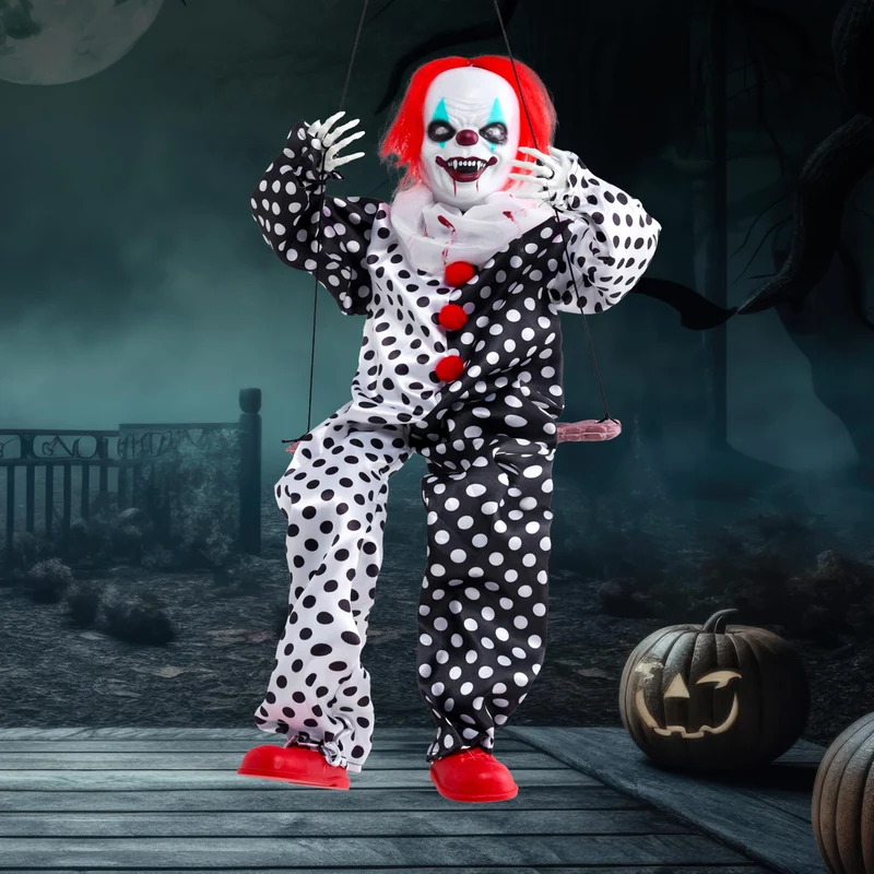 Halloween Hanging Swinging Animatronic Clown