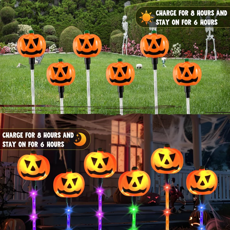 10Pcs Halloween Solar Pumpkin Pathway Lights Decorations