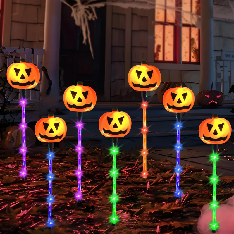 10Pcs Halloween Solar Pumpkin Pathway Lights Decorations