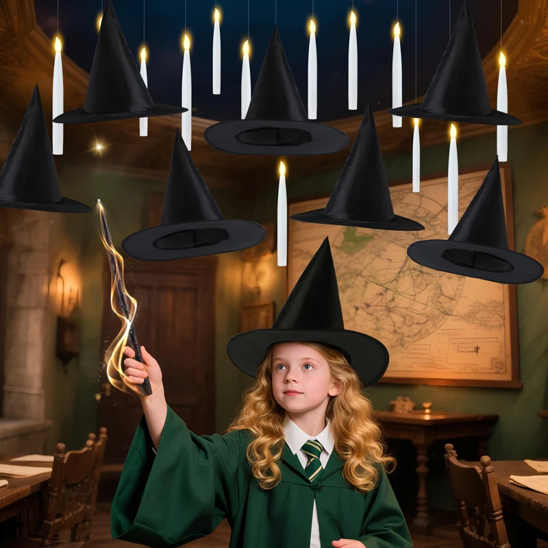 20Pcs Halloween Floating Candles and Witch Hat
