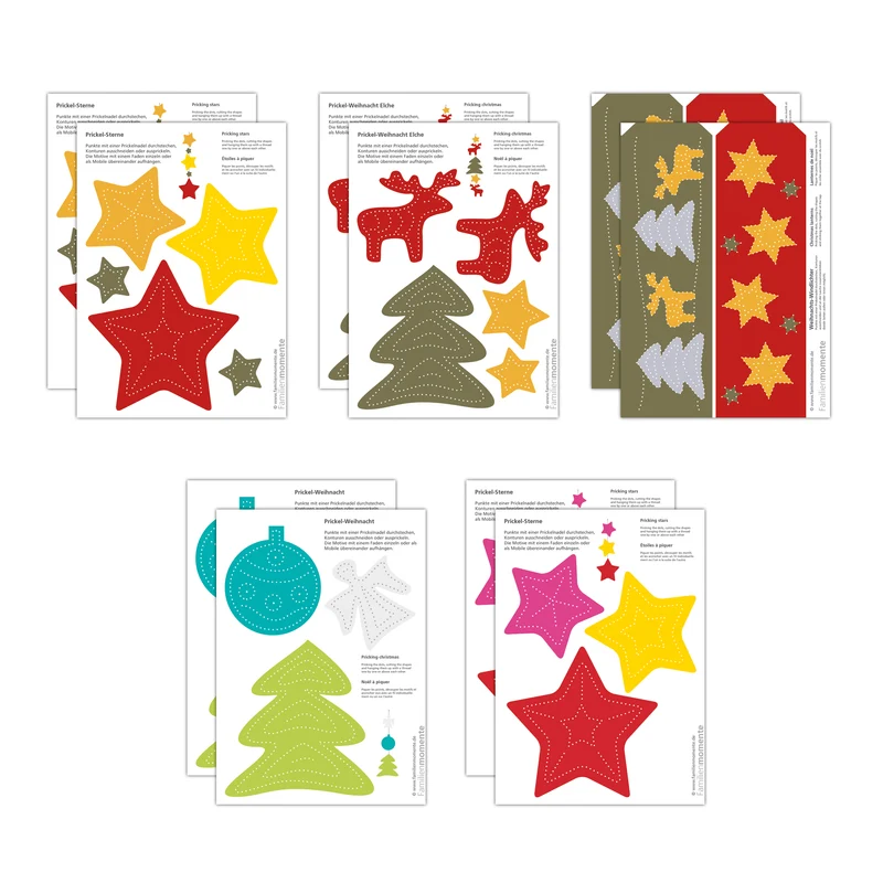 Prickeln für Kinder - 10 Prickelvorlagen Weihnachten