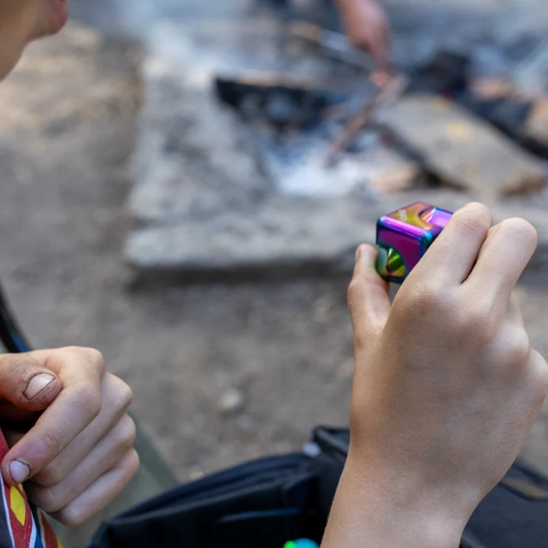 Oil Slick Square Spinning Cube