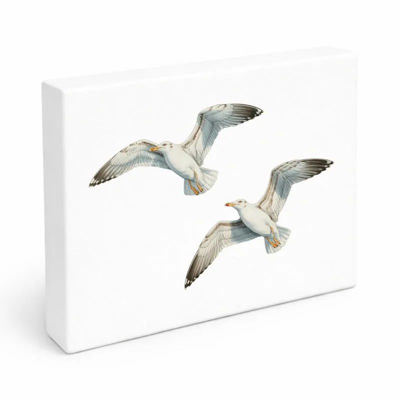 Möwen im Flug Holzbild in 20x15 cm zum Stellen oder Aufhängen maritim
