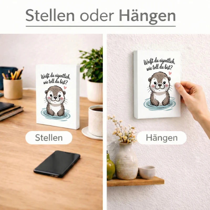 Otter Holzbild in 20x15 cm zum Stellen oder Aufhängen - weißt du eigentlich, wie toll du bist?