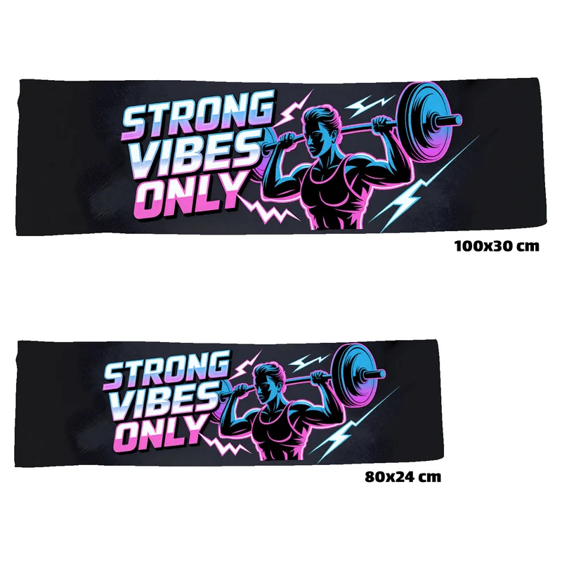 Fitness Eishandtuch mit Gewichtheber - Strong vibes only