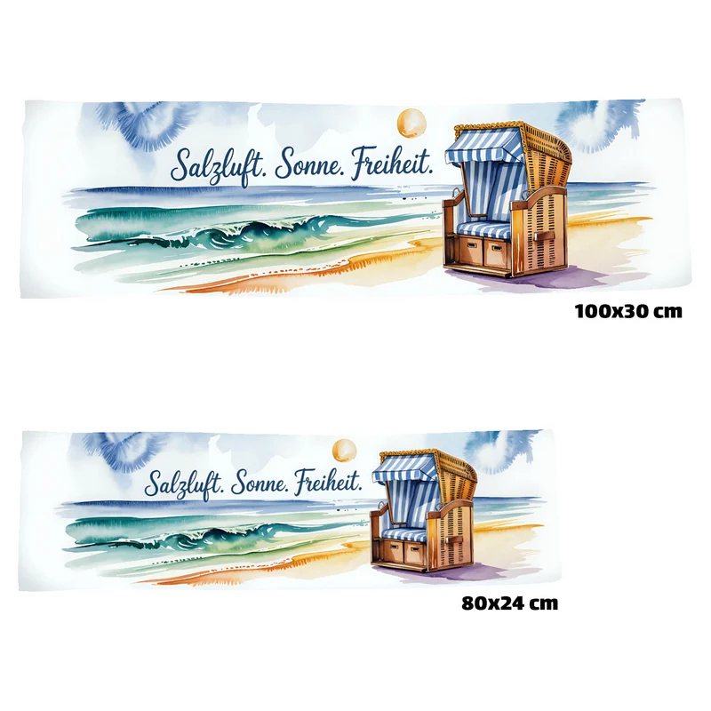 Maritimes Strandkorb Eishandtuch - Salzluft. Sonne. Freiheit.