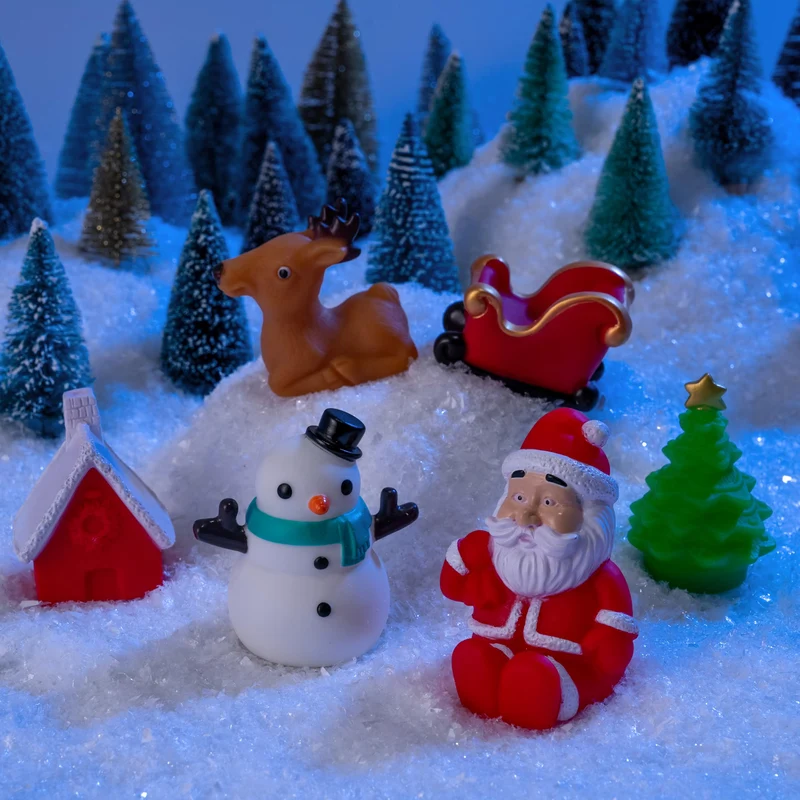 6PCS Christmas Light Up Bath Toys