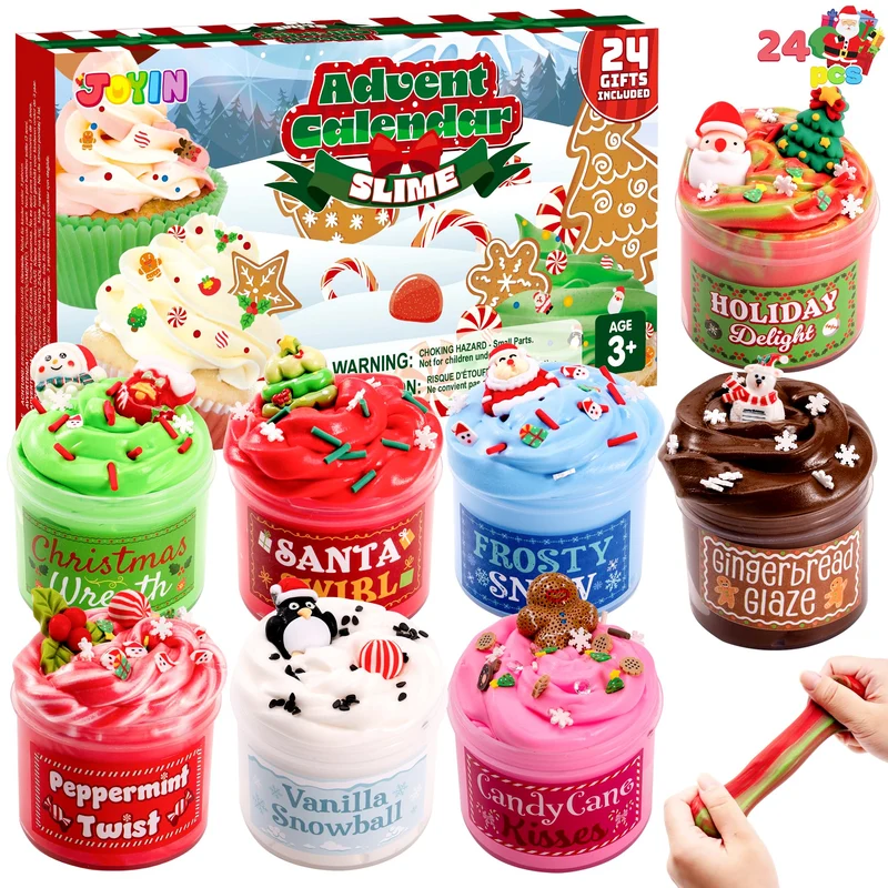 Dessert Slime Advent Calendar, 24 Days Christmas Countdown Calendar Kit