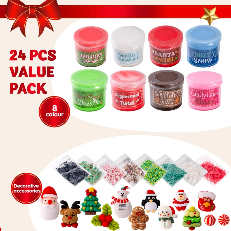 Dessert Slime Advent Calendar, 24 Days Christmas Countdown Calendar Kit