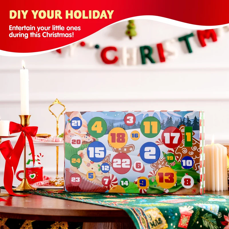 Dessert Slime Advent Calendar, 24 Days Christmas Countdown Calendar Kit