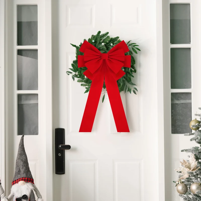 1PCS Extra Large Red Velvet Bow for Christmas 35" x 18"