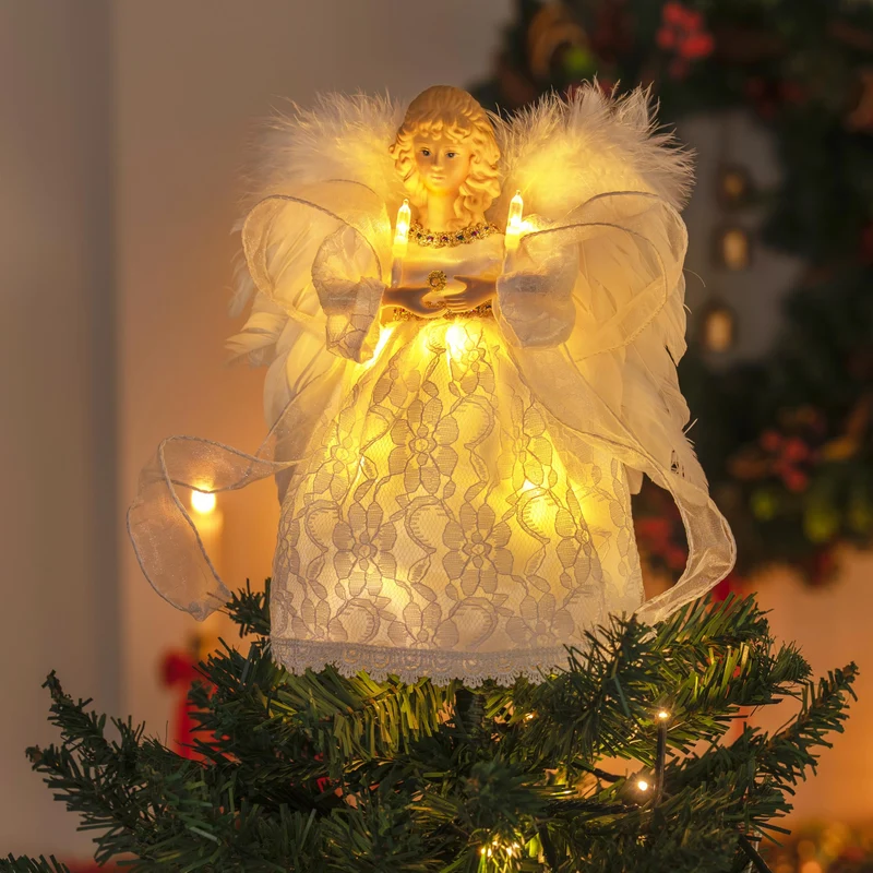 9'' Angel Christmas Tree Topper with Lights